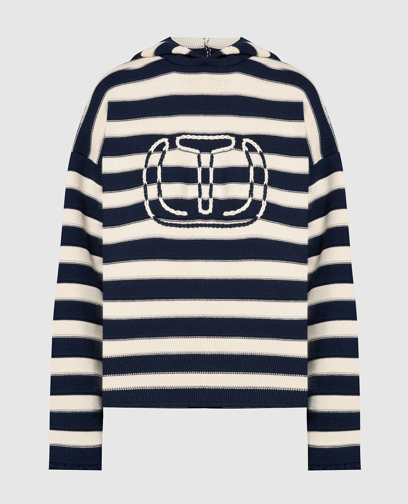 

Stripe hoodie with logo embroidery Twinset, Blue