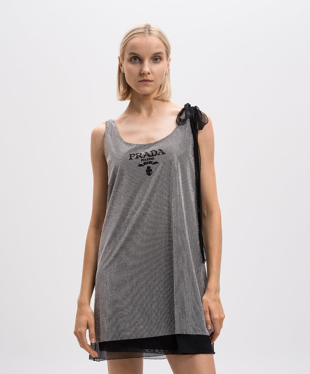 【PRADA】最新作★PINNAFORE ロゴ ドレス PRADA＊Re-Nylon Gabardine pinafore エプロンドレス＊送料込