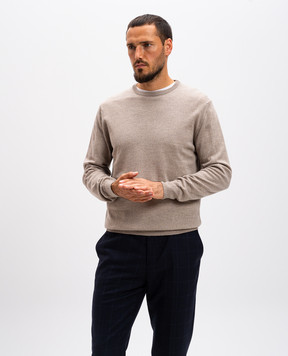 Cashmere&Whiskey Beige melange merino wool jumper 92392