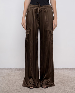 Tom Ford Brown silk cargo pants PAW632FAX881