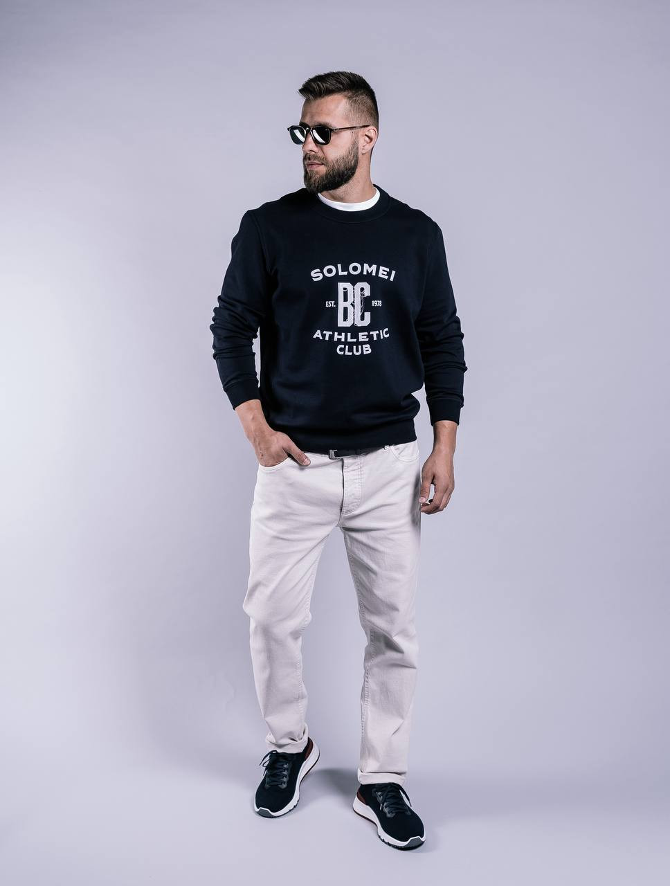 

Blue sweatshirt with monogram logo print Brunello Cucinelli