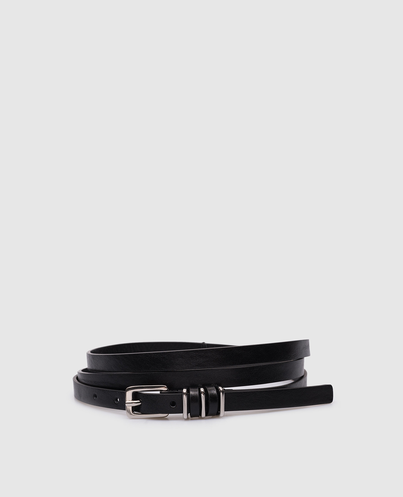 Black leather belt in two turns with logo gianni chiarini