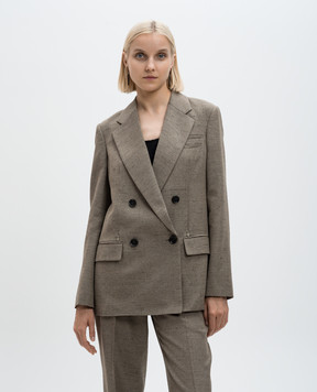 PROENZA SCHOULER Hadley brown double breasted mélange jacket with linen R2432005AY185