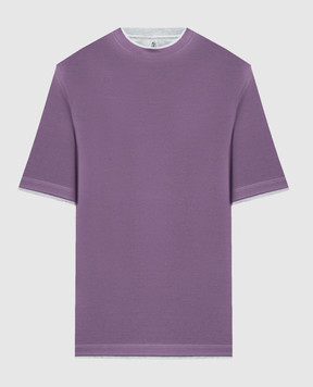 Brunello Cucinelli Purple t-shirt with layering effect M0B137427