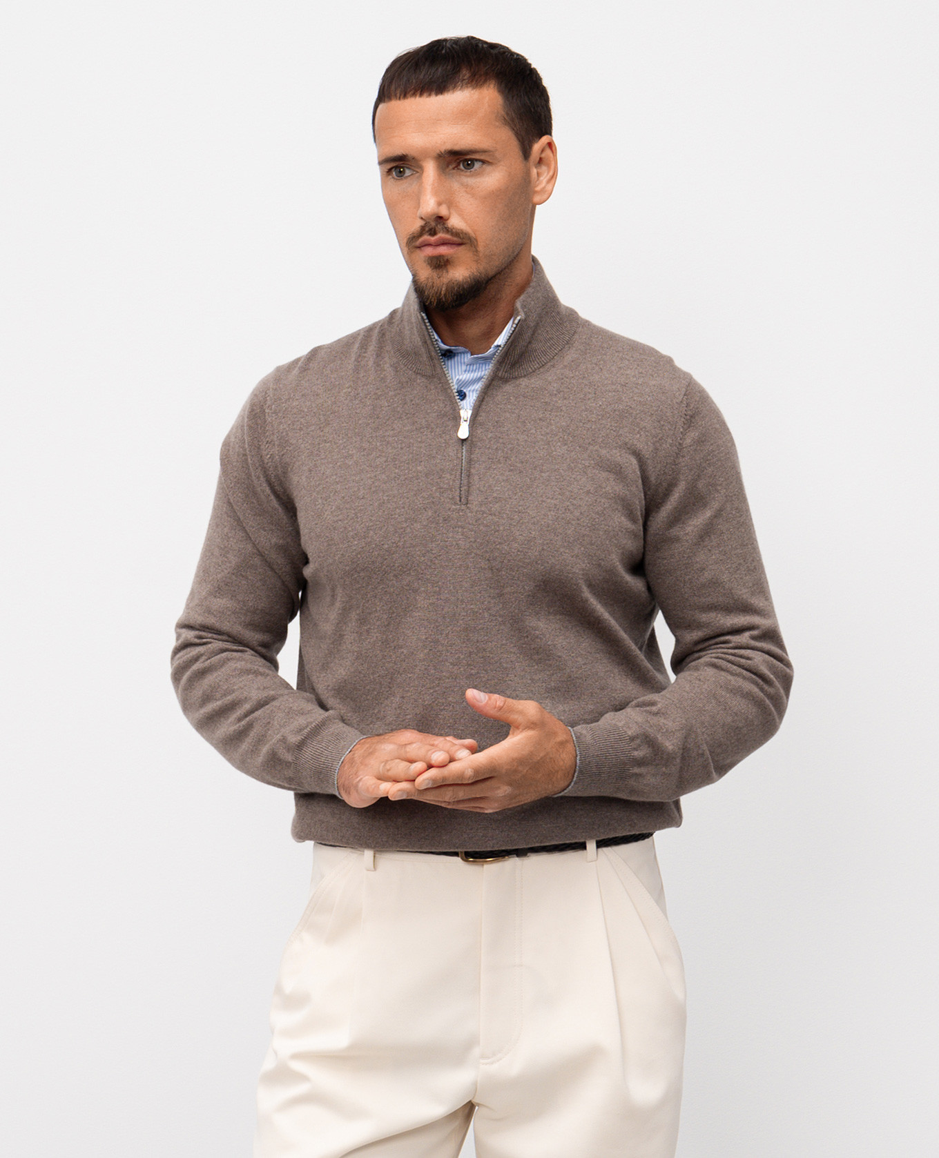 

Brown cashmere jumper with zipper Brunello Cucinelli