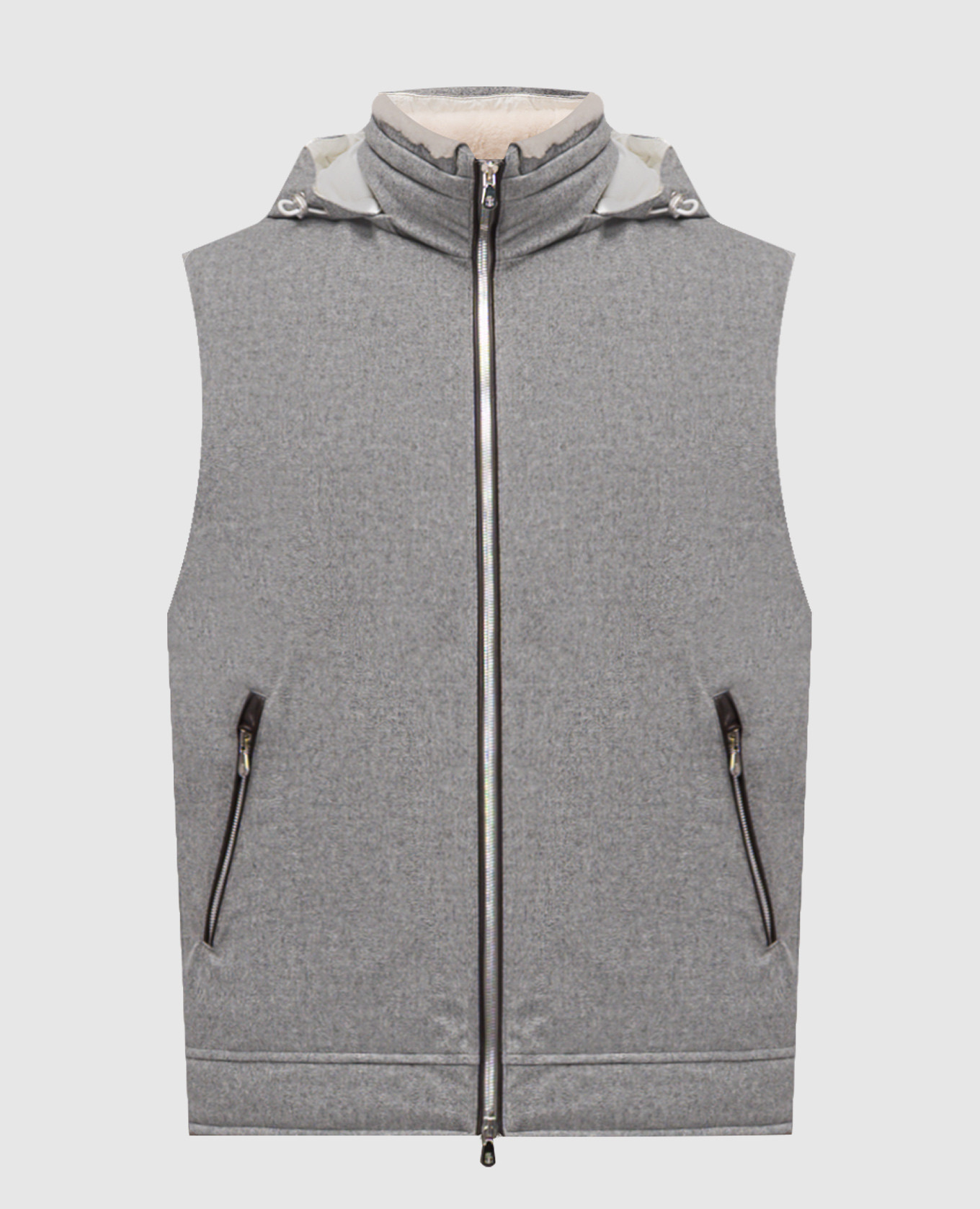 

Gray down vest made of wool with fur Brunello Cucinelli, Grey