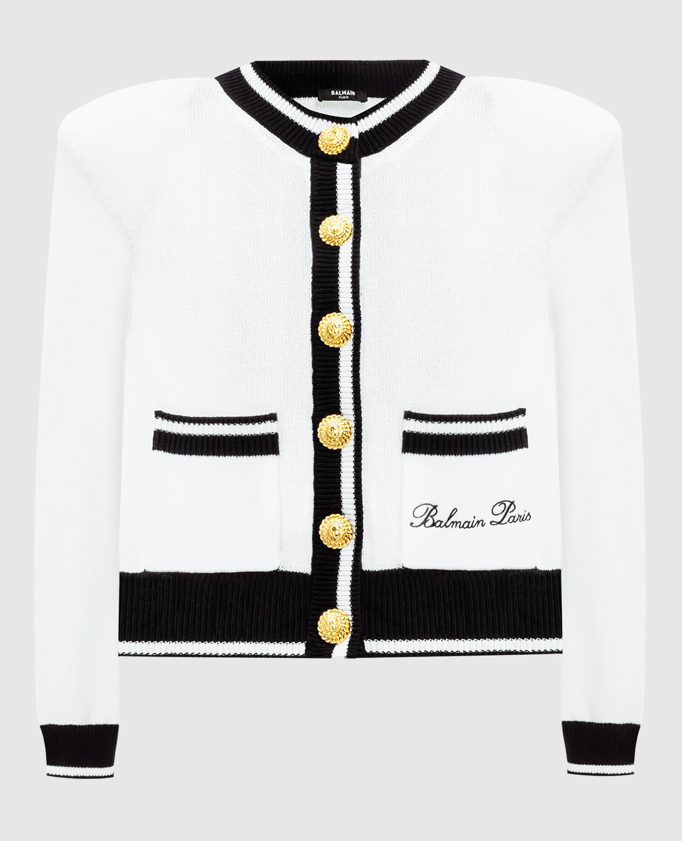 

White cardigan with logo embroidery Balmain