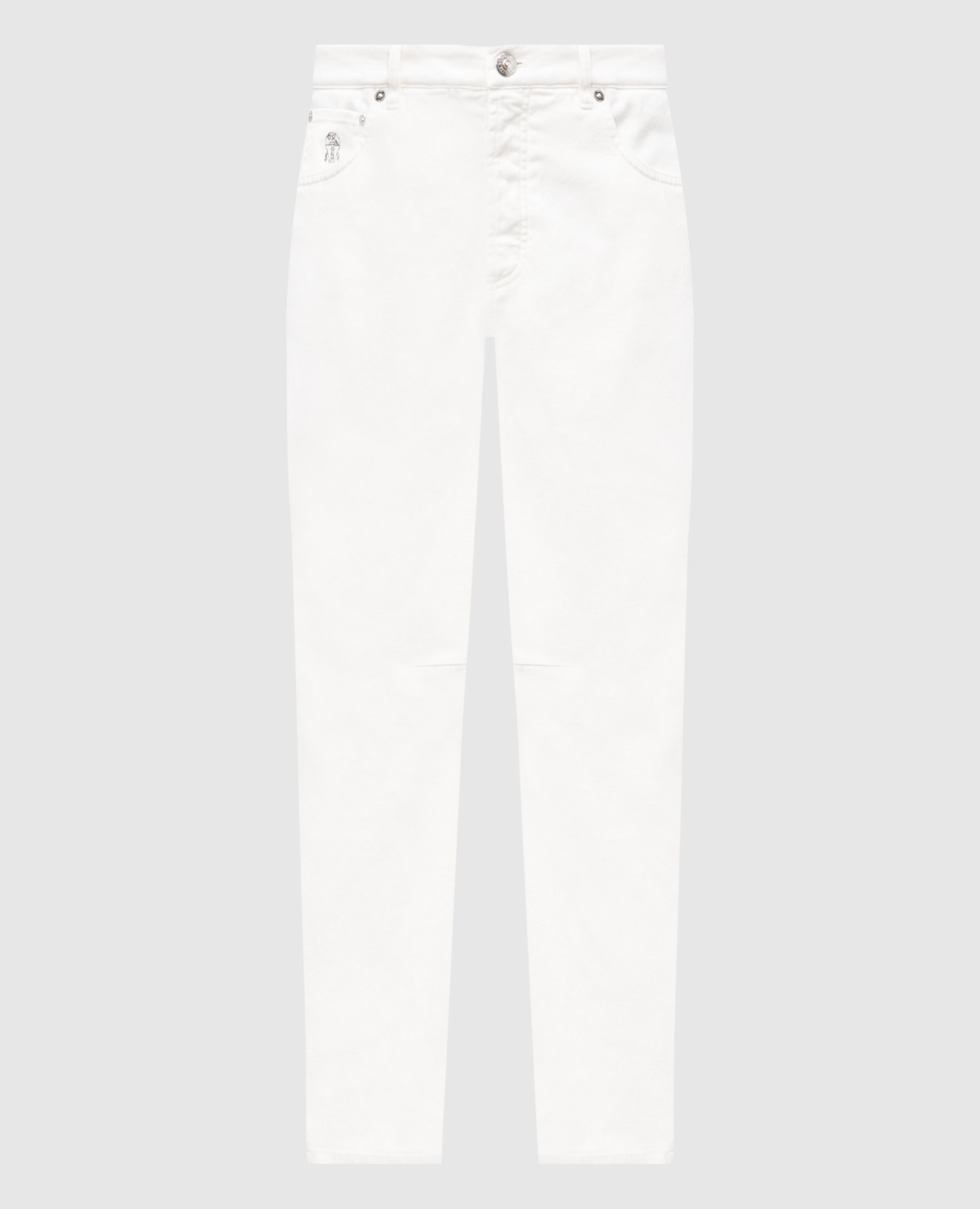 

White jeans with logo emblem Brunello Cucinelli