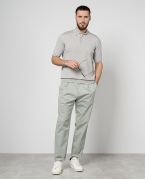 Cashmere&Whiskey Gray polo shirt with linen and cashmere MU9332318455R