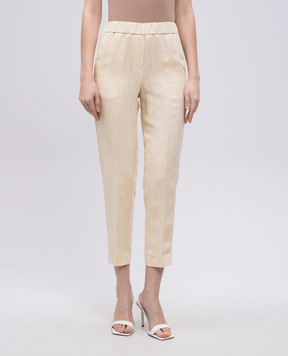 Peserico Yellow linen pants with monil chain P0407201920