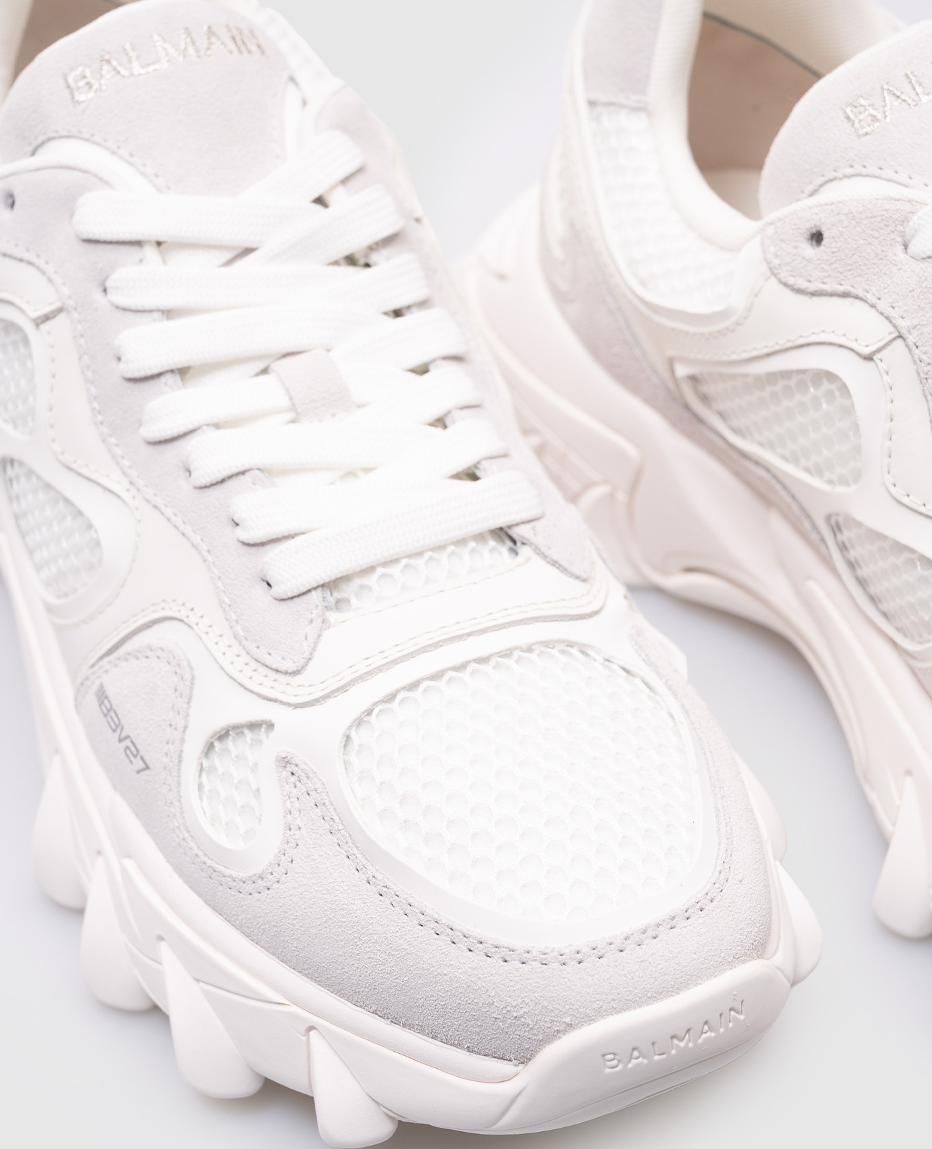 

B-East white leather sneakers with logo Balmain