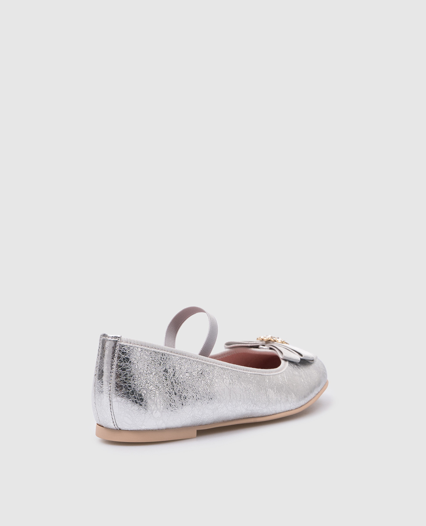 

Children's silver Hannah leather ballet flats with crystals Pretty Ballerinas