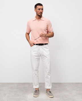 Brunello Cucinelli Pink polo with linen M2L707715