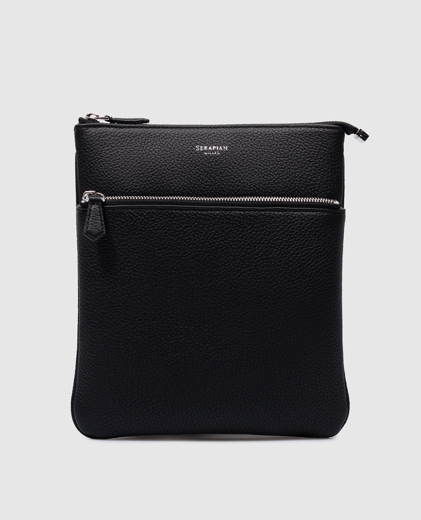 

Black leather bag with logo print Serapian