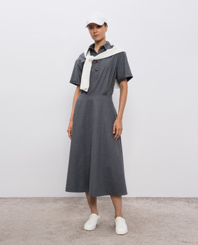 Brunello Cucinelli Gray wool midi dress ME226A5416