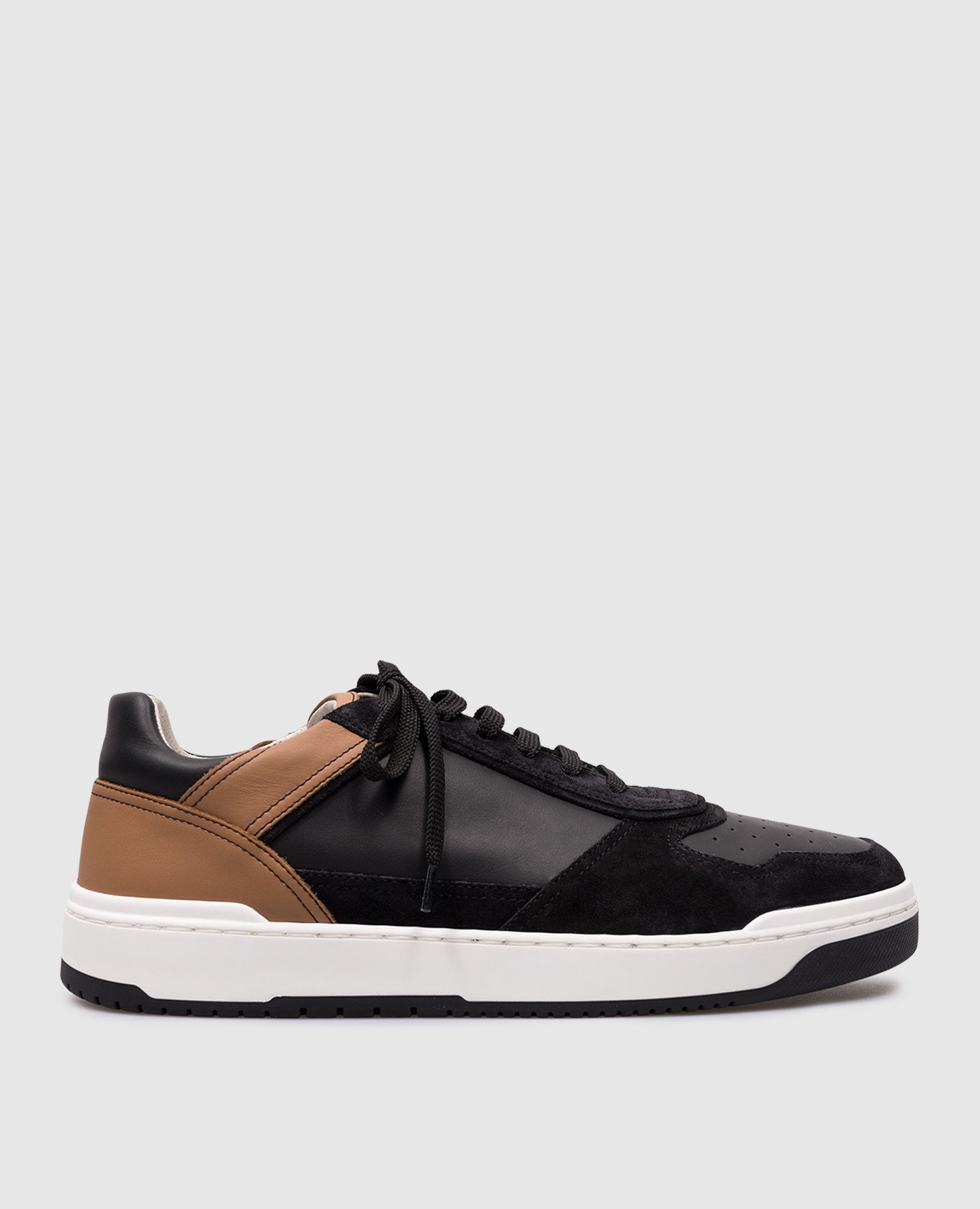 

Black leather sneakers with logo emblem Brunello Cucinelli