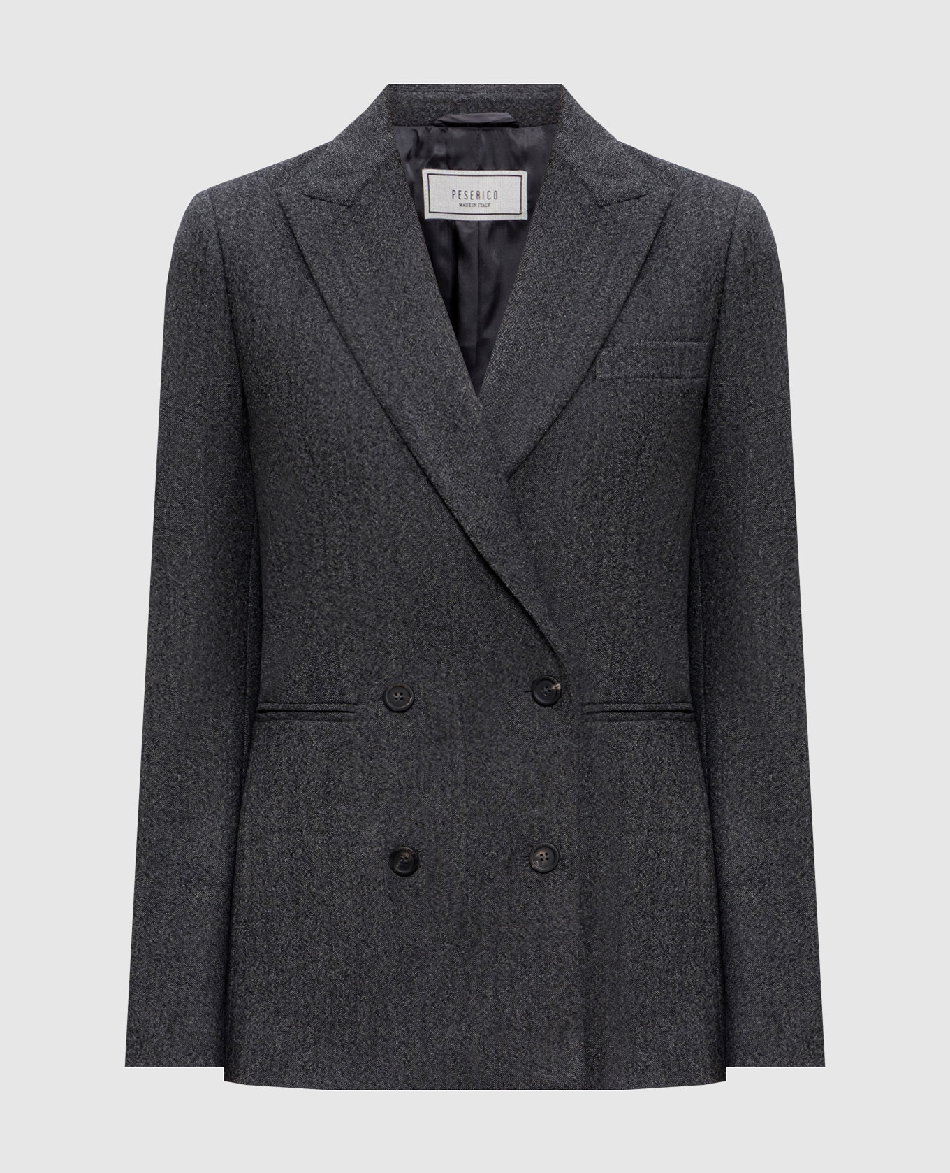 

Gray double-breasted wool jacket with patch Peserico, Grey