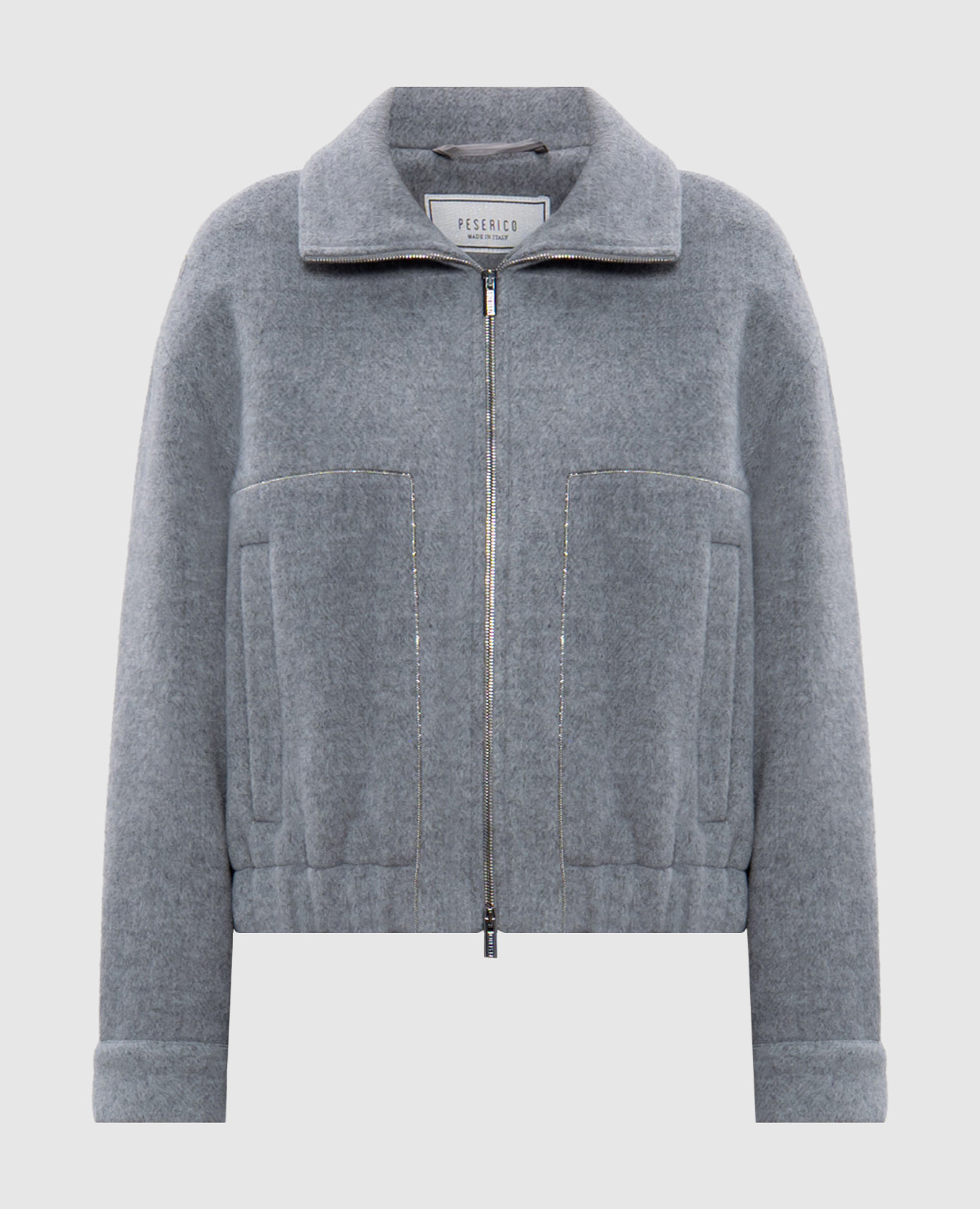 Gray wool and cashmere jacket with monil chain peserico