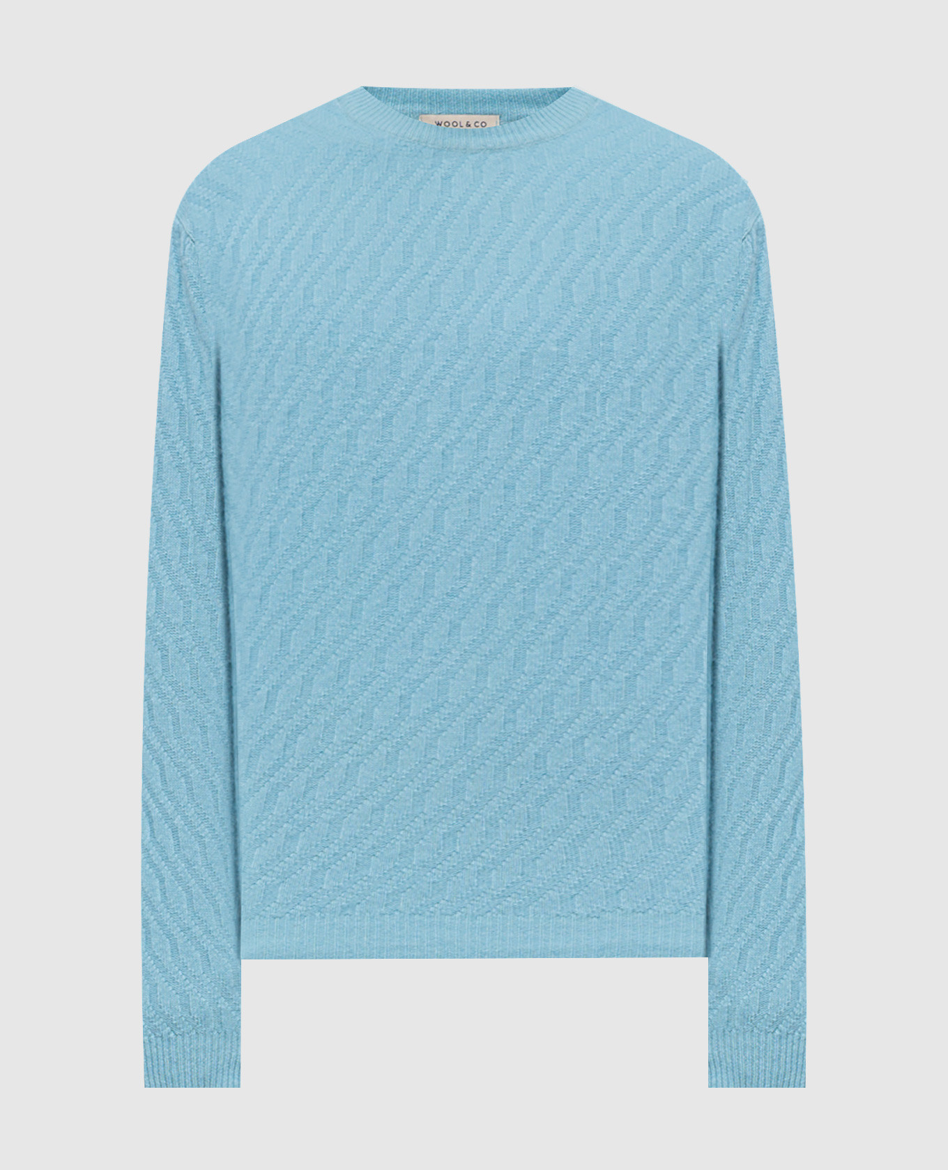 Blue merino wool sweater with a pattern Wool&Co