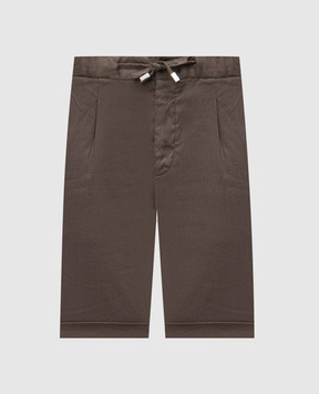 Enrico Mandelli Khaki Linen Shorts with Lapels GYMSHO5654