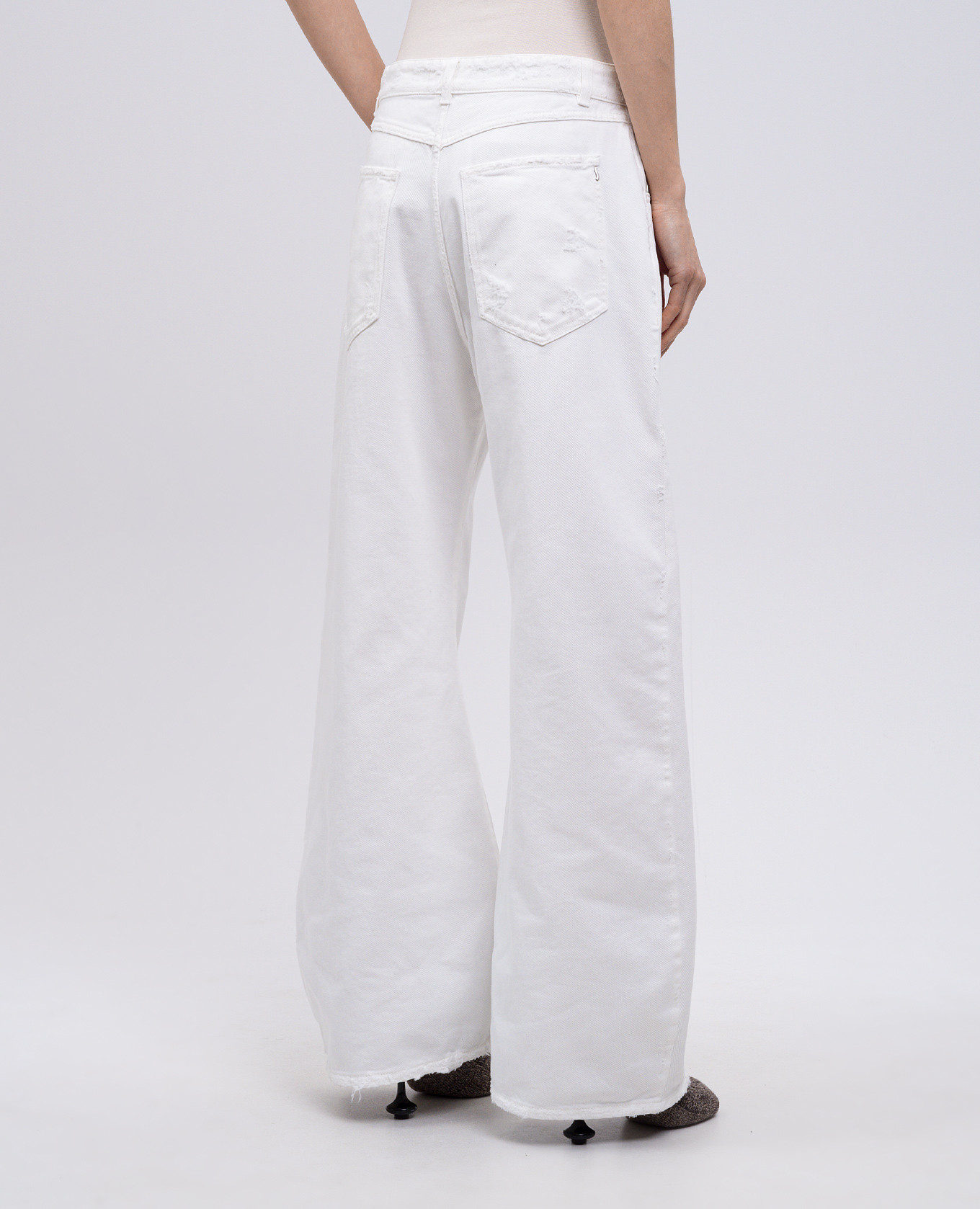 White flared jeans with holes SSHEENA 4