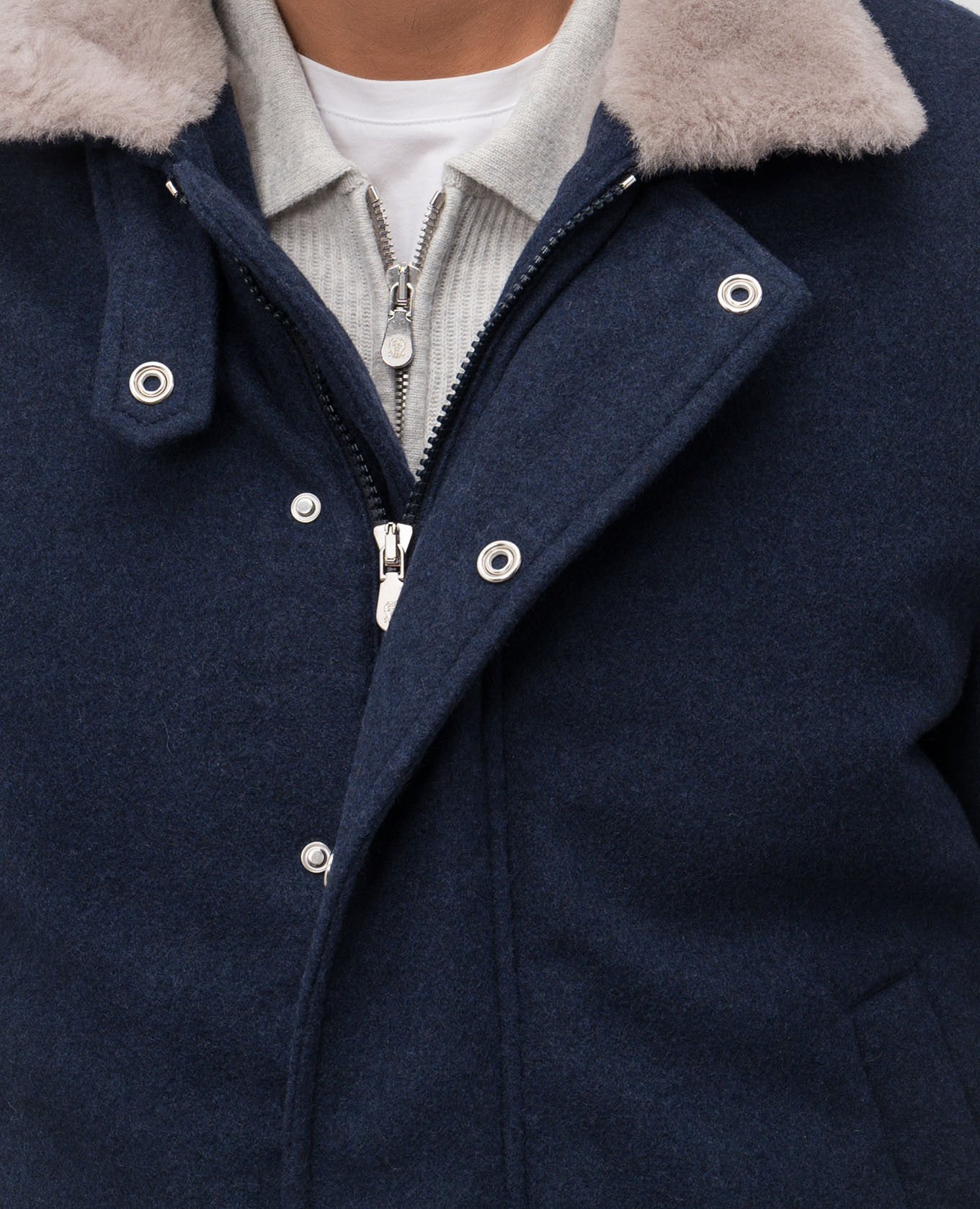 

Blue cashmere jacket with fur trim Brunello Cucinelli