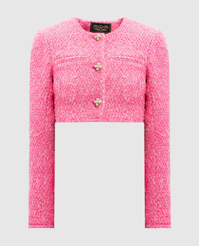 Vetements Pink wool and beaded cropped tweed jacket WA66JA430H