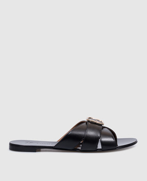 Giuseppe Zanotti Anuvorock Black Leather Slides E500034