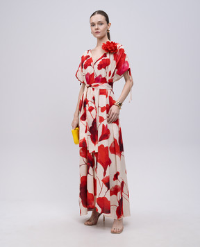 Solotre Beige printed maxi dress M1D0063
