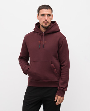 Trussardi Burgundy hoodie with textured logo G8108000056NMF532F01