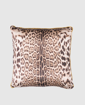 Roberto Cavalli Pink decorative pillow with logo monogram print and animalistic print H0100000017С066