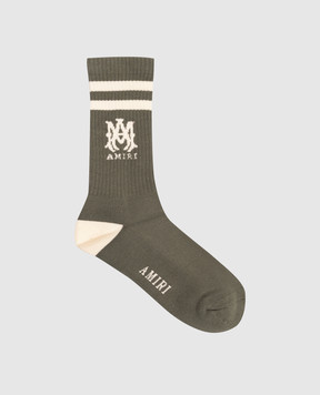 AMIRI Green socks with monogram logo pattern AMACSK1026