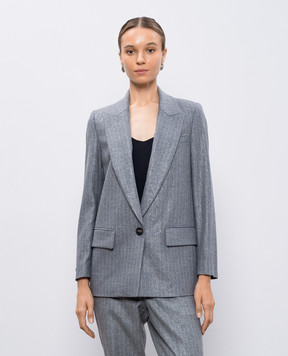 Peserico Gray striped jacket with wool S0161601969