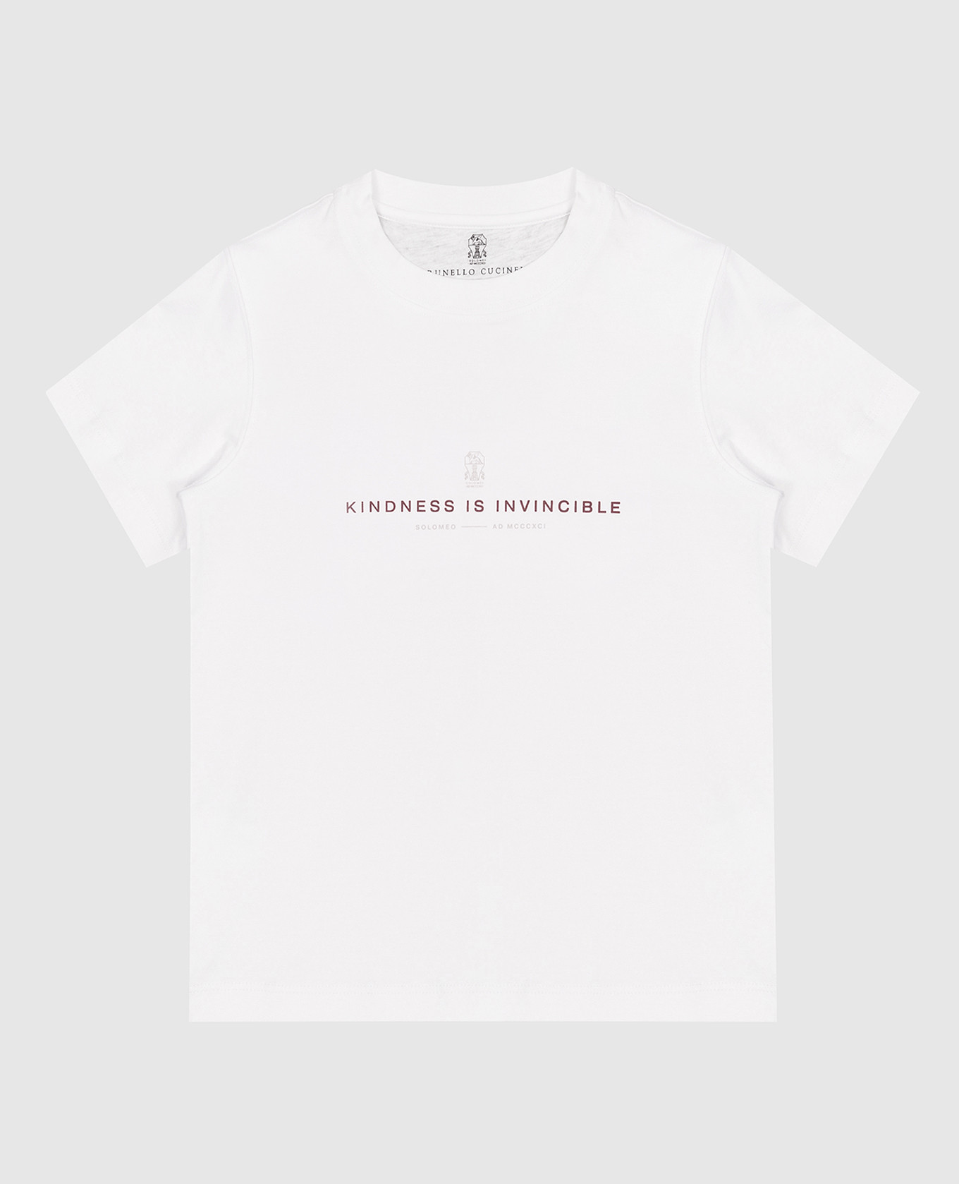 Children's white t-shirt with kindness is invincible print brunello cucinelli