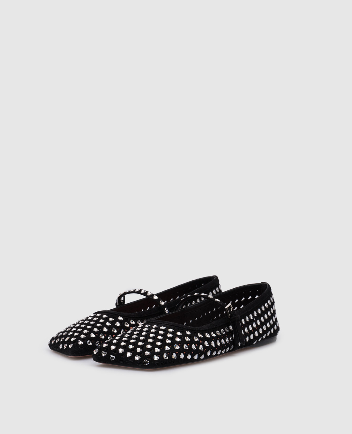 

Black suede ballet flats with ANE crystals Amina Muaddi