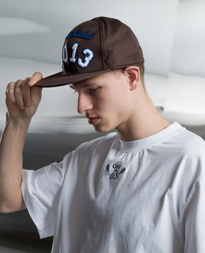 Off-White Brown cap with logo embroidery OMLB055S24FAB002