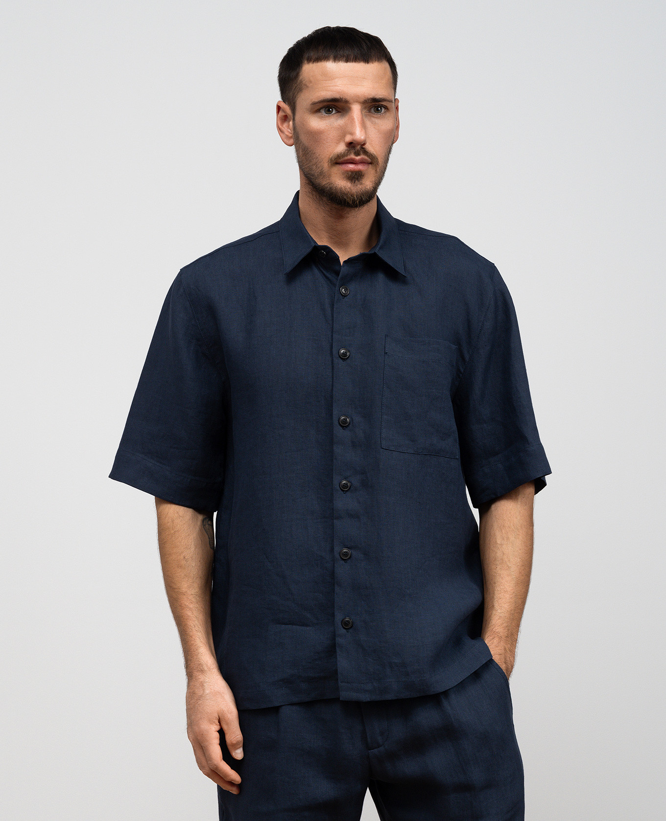 

Blue linen shirt with short sleeves Cashmere&Whiskey