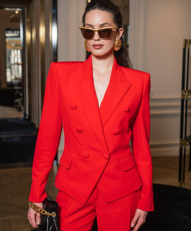 ジャケット BALMAIN Women Jackets EF0SI505VB00 3CE Red Fitted crepe 6-button jacket red red - Women | BALMAIN