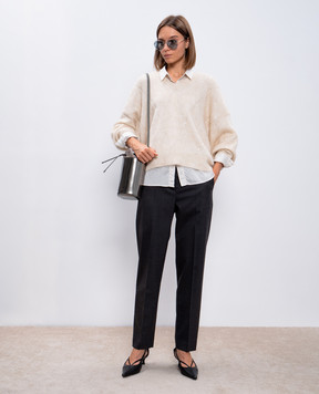 Brunello Cucinelli Beige pullover with wool and cashmere with sequins MBP110802