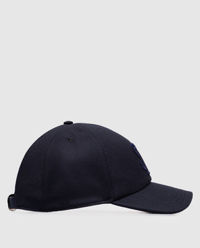 Stefano Ricci Blue wool cap with embroidered monogram logo MCV530006FW610