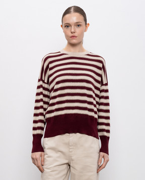 Brunello Cucinelli Burgundy striped cashmere jumper M12205920P