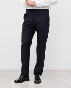 Brunello Cucinelli Blue wool and silk pants MF460PS03