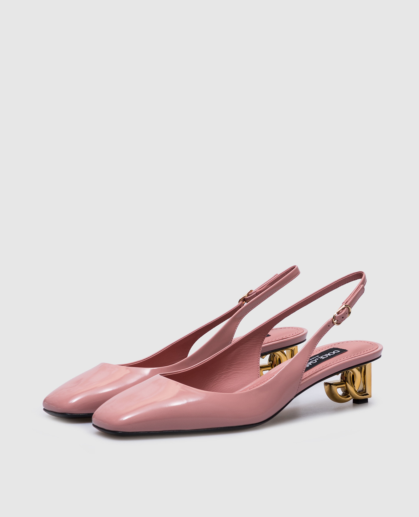 

Pink leather glossy slingbacks with monogram logo Dolce&Gabbana