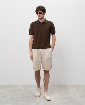 Kiton Khaki polo shirt with pattern UMK0706
