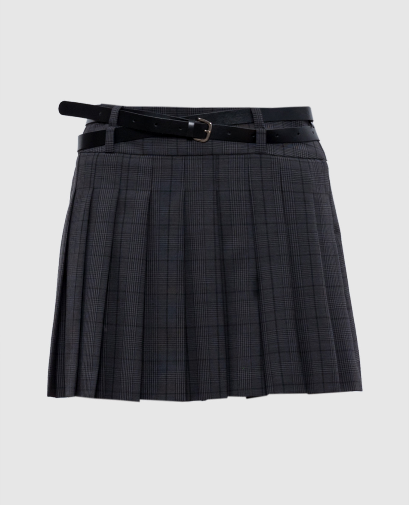 

Gray pleated skirt with wool in a check Solotre, Grey