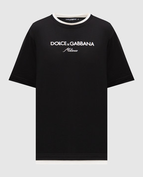 Dolce&Gabbana Black T-shirt with embroidered logo G8ST6ZG7PCG