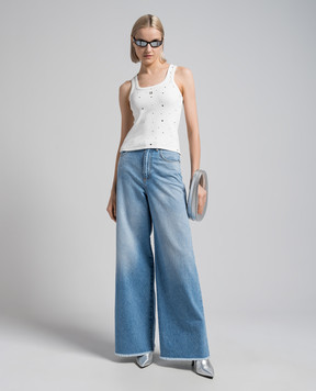 Giuseppe Di Morabito Milano White top with a scar with crystals 02SSTO25702296