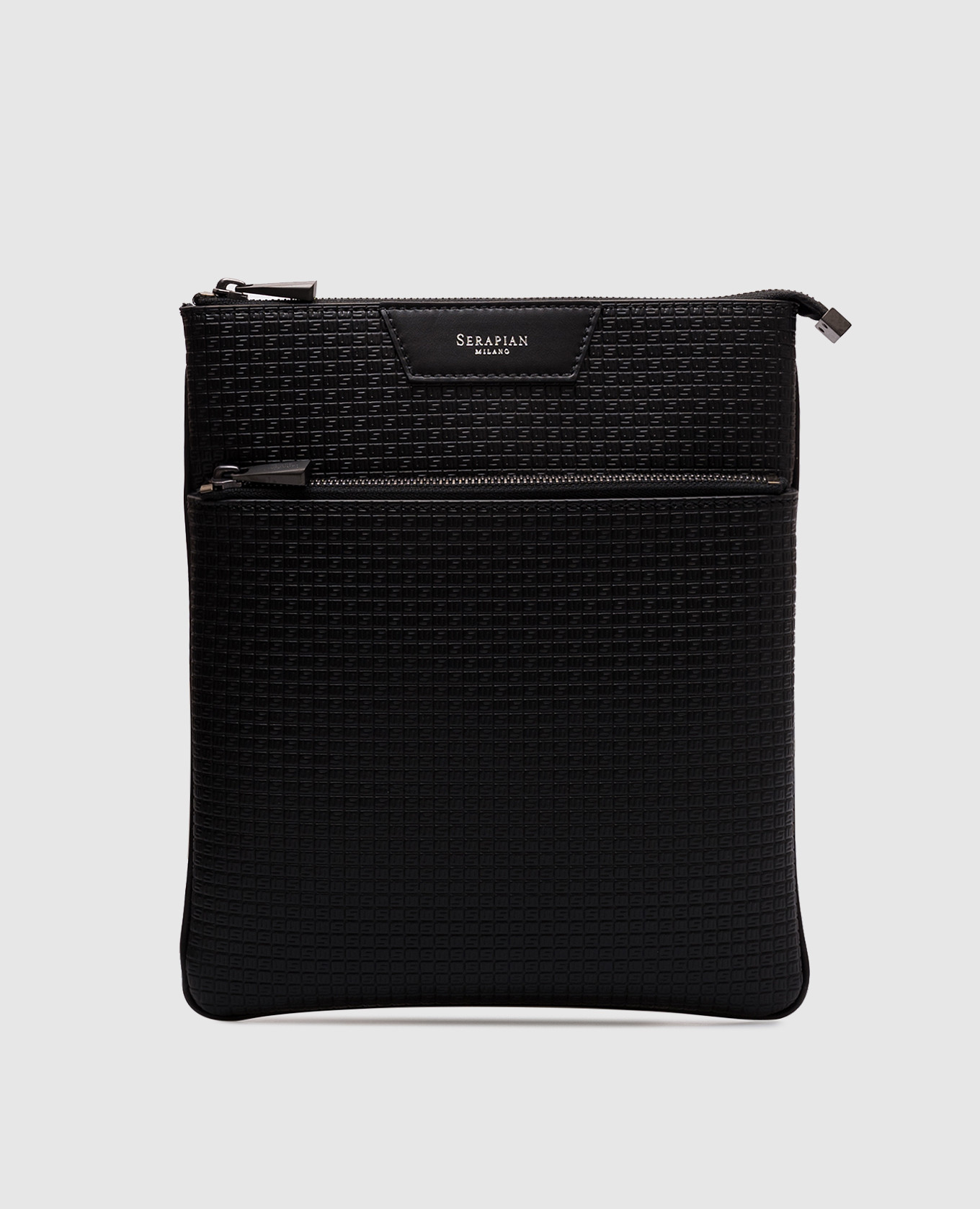 

Black leather FLAT bag with logo Serapian