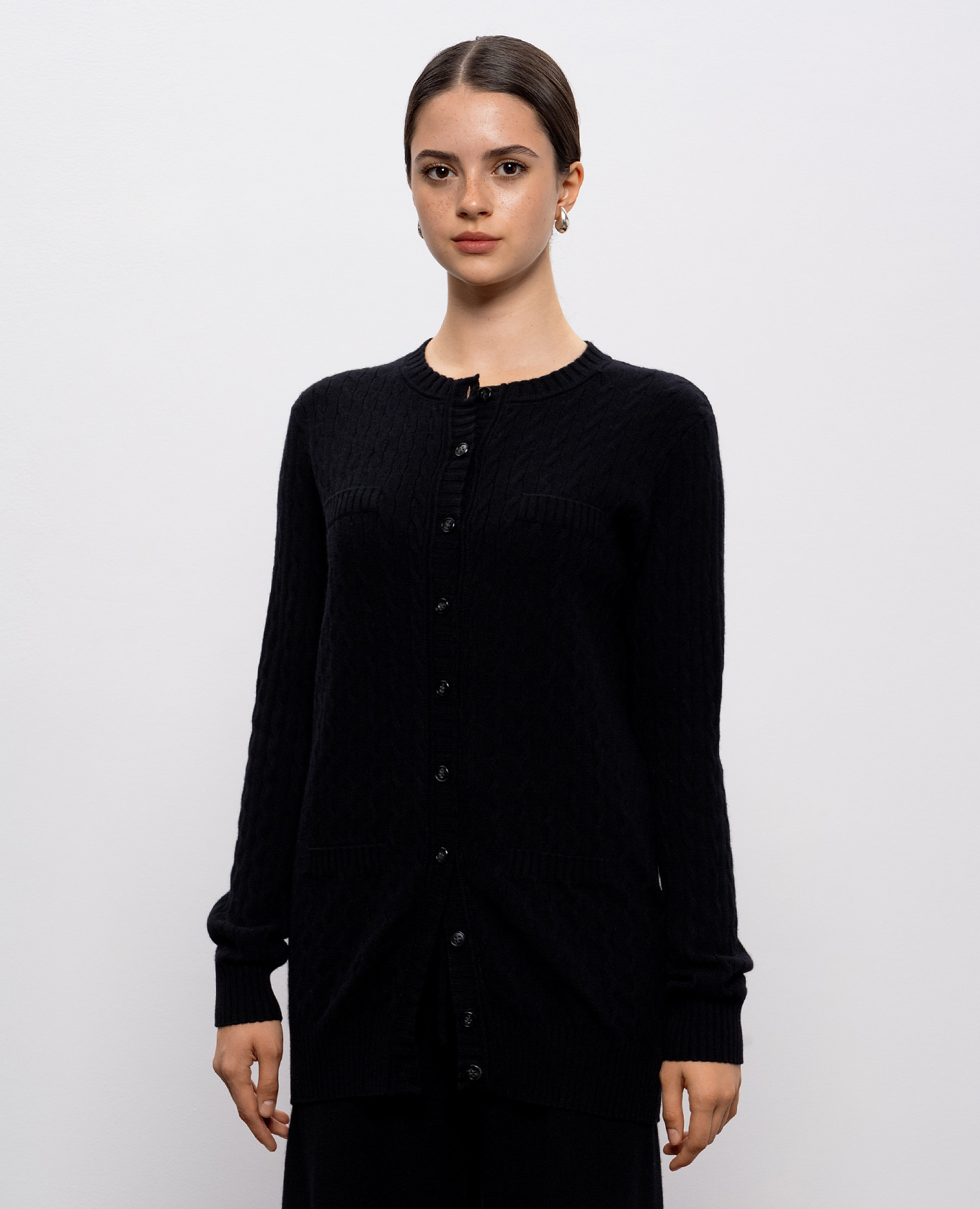 Inda black cardigan with textured pattern LISA YANG 3