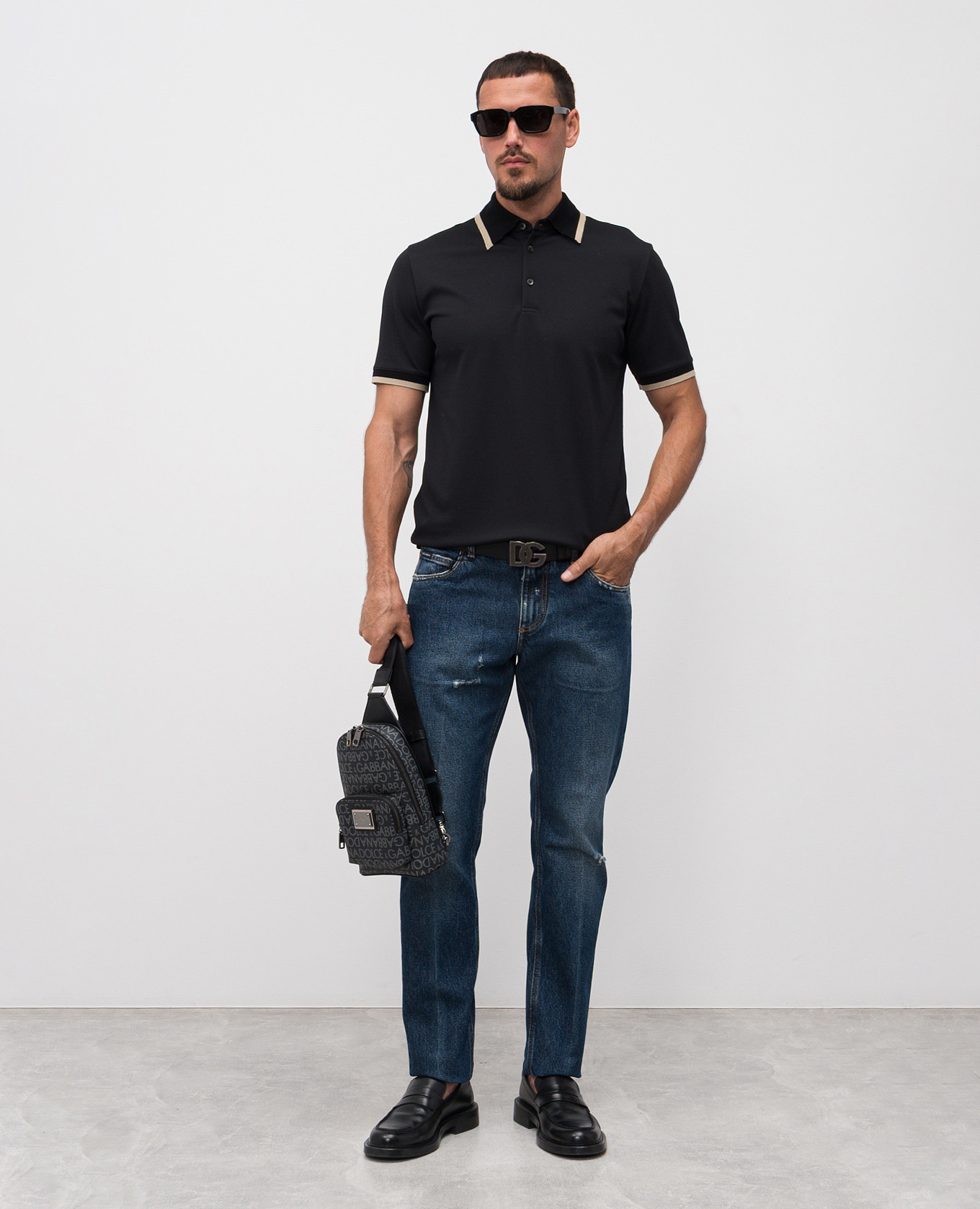 

Black polo shirt with logo patch Dolce&Gabbana